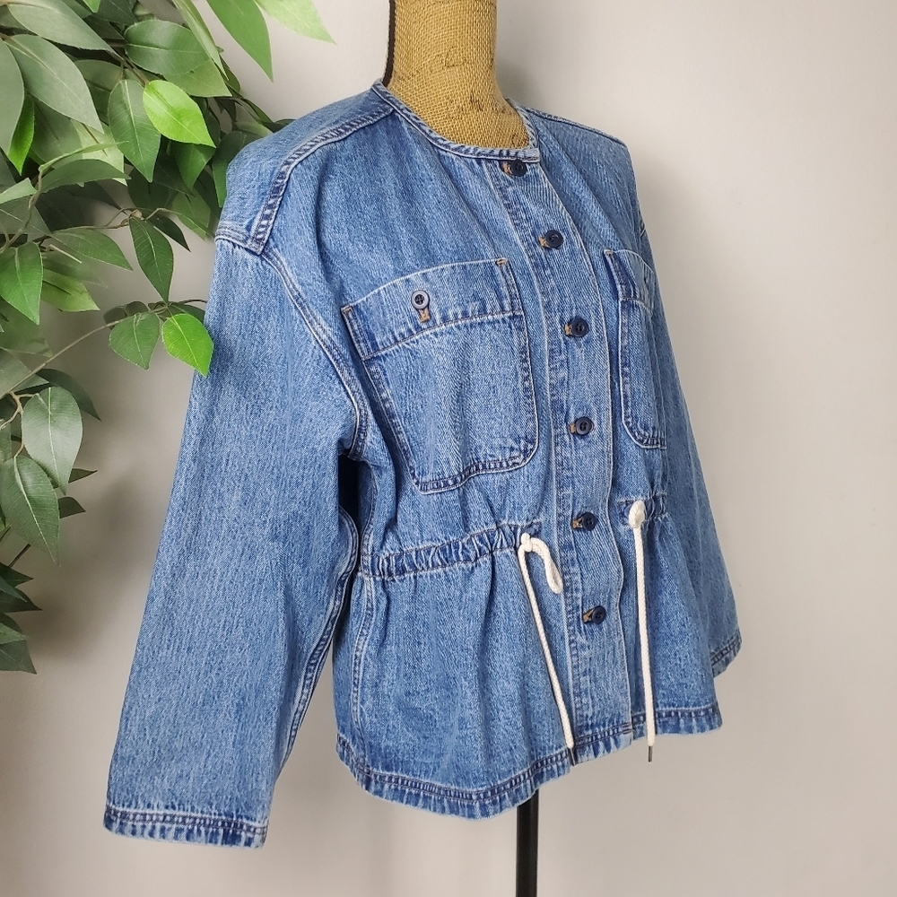 Madewell Denim Claremont Drawstring Jacket Saybrook Wash Medium - Picture 4 of 13